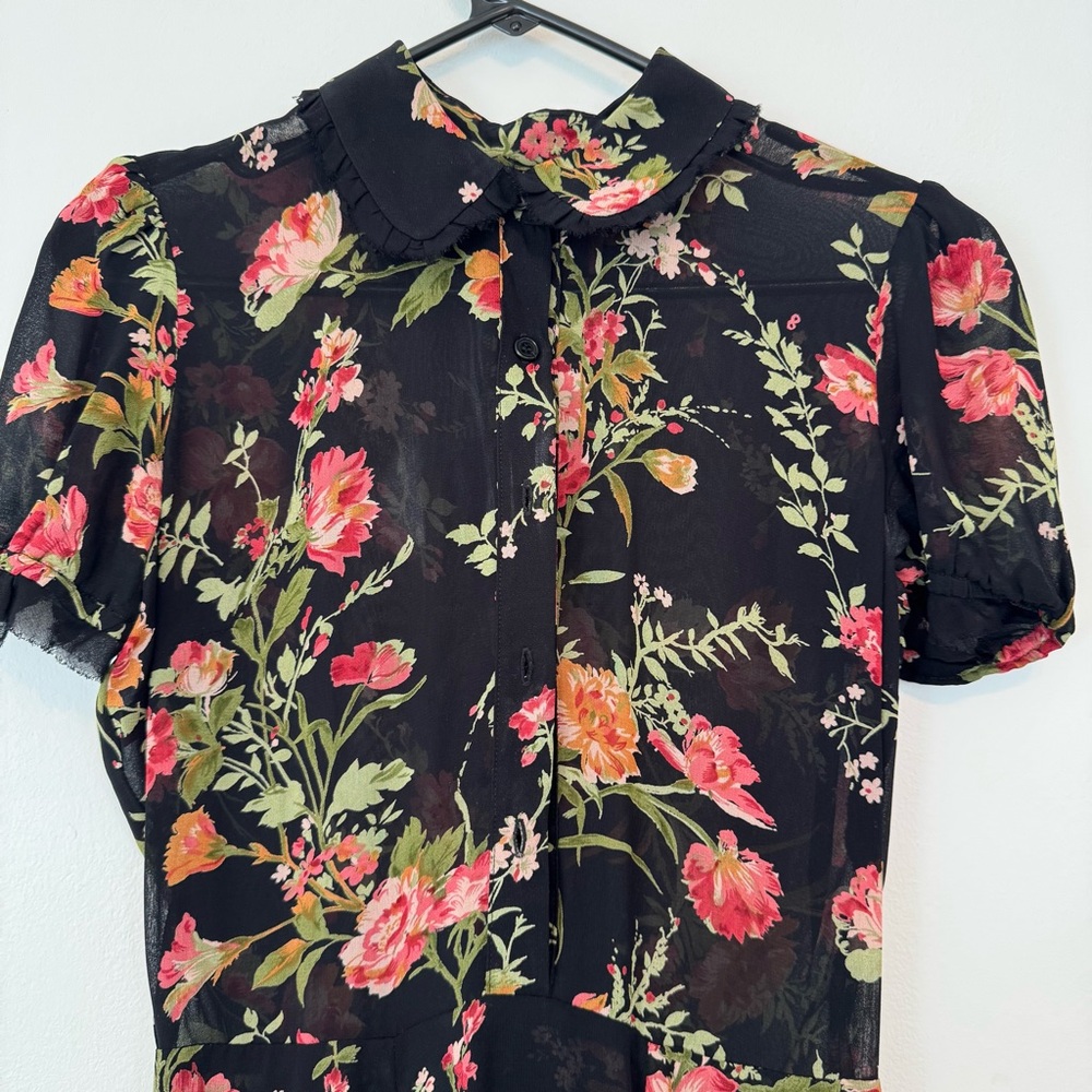 Reformation Elmwood Dress Black Floral - Picture 2 of 8